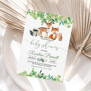 Woodland Boy Greenery Baby Shower Invitation