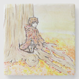 Woodland boy stone coaster