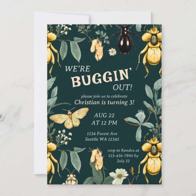 Woodland Bug Forest Birthday Invitation (Front)