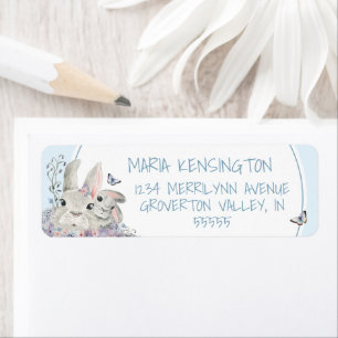 Woodland Bunnies Floral Blue Boy Baby Shower