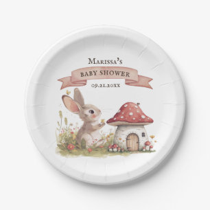 Woodland Bunny Baby Shower Paper Plate