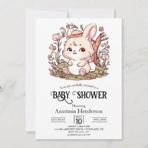 Woodland Bunny Digital Baby Shower Invitation