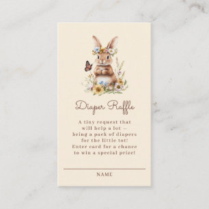 Woodland Bunny Floral Baby Shower Diaper Raffle Enclosure Card