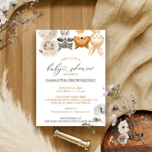 Woodland Bunny Fox Sheep Invitation