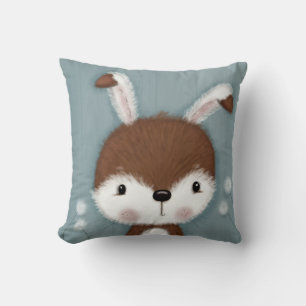 Woodland Bunny Portrait Throw Pillow