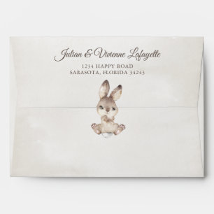 Woodland Bunny Rabbit Print Baby Shower Birthday Envelope