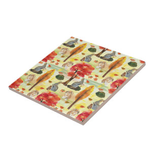 Woodland Bunny Rabbit Watercolor Tile
