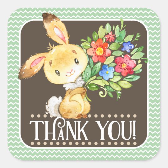 Woodland Bunny Thank You Sticker | Zazzle.ca