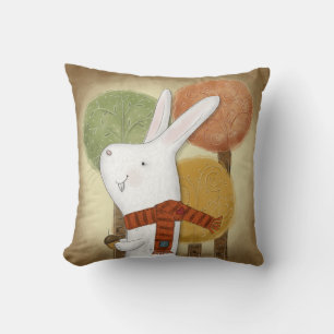 Woodland Bunny with Acorn Throw Pillow