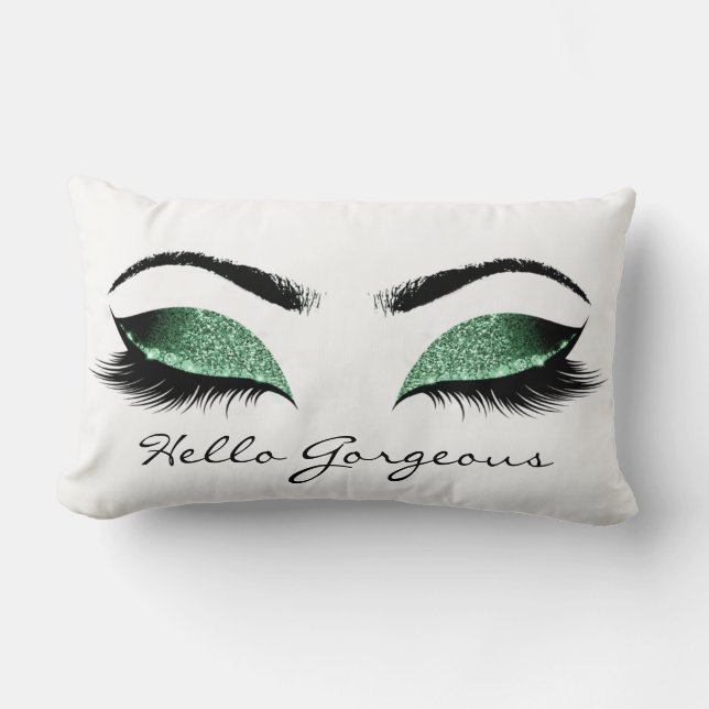 Woodland Cali White Makeup Lashes Hello Gorgeous Lumbar Pillow (Front)