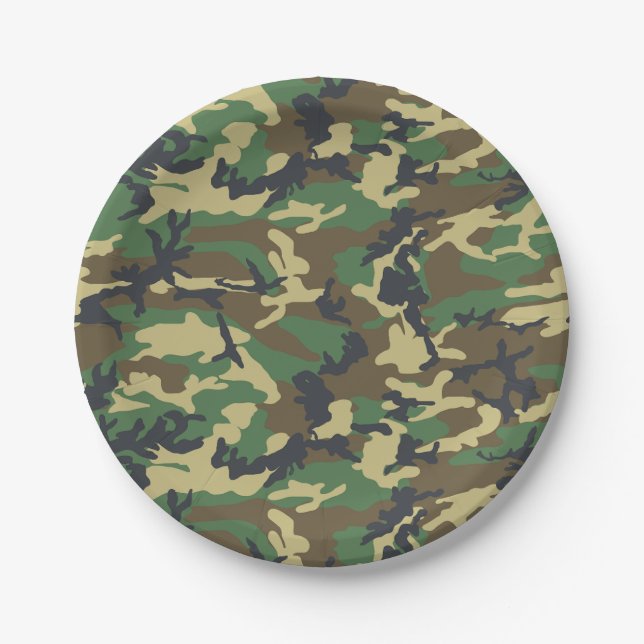 Woodland Camo Paper Plate (Front)