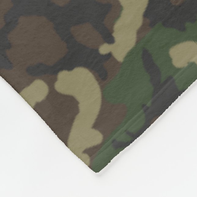 Woodland Camo Pattern Fleece Blanket (Corner)