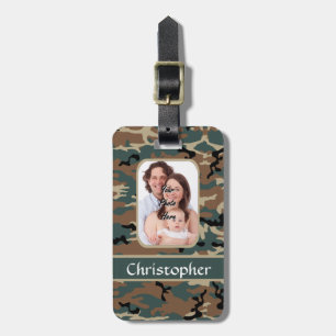 Woodland camo pattern luggage tag