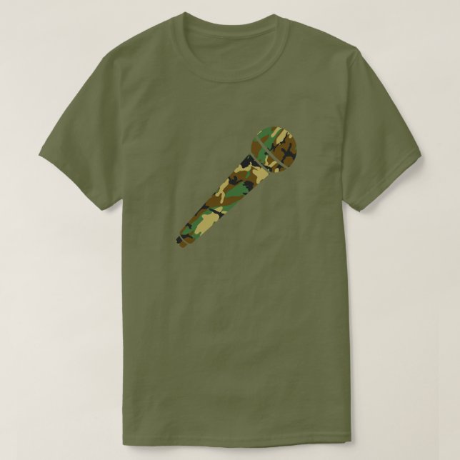 Woodland Camo Pattern Microphone T-Shirt (Design Front)