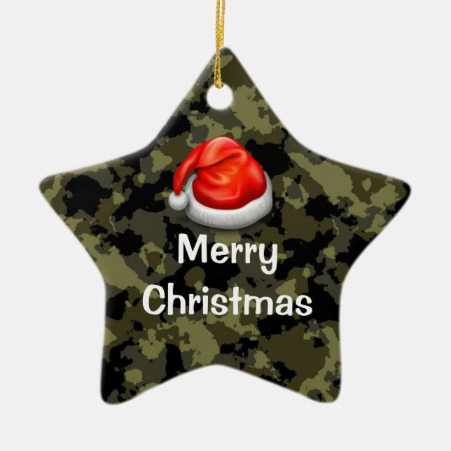Woodland Camo Star Joyeux ornement de Noël (Devant)