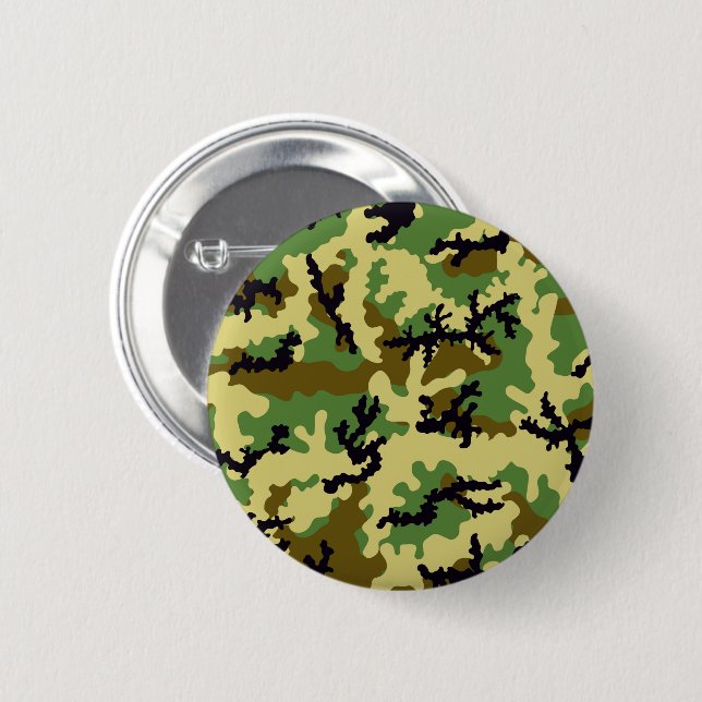 Woodland camouflage 2 inch round button (Front & Back)