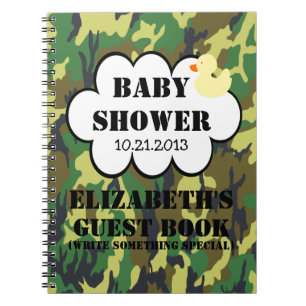 Woodland Camouflage Baby Shower Guestbook Notebook