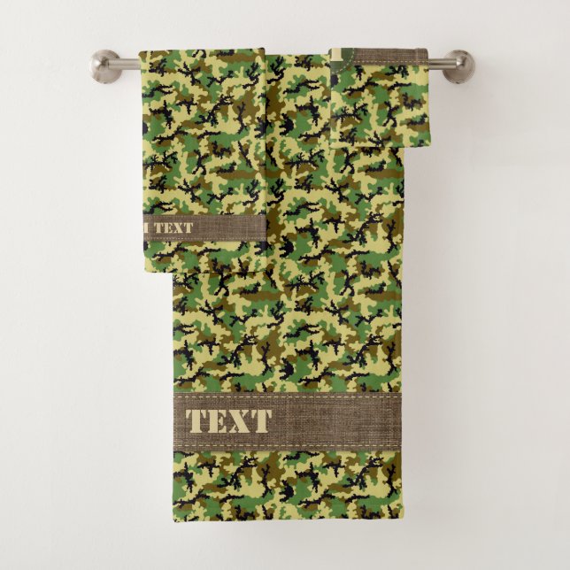 Woodland Camouflage Bath Towel Set (Insitu)