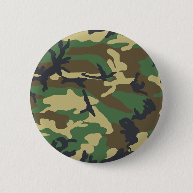 Woodland Camouflage Design 2 Inch Round Button (Front)