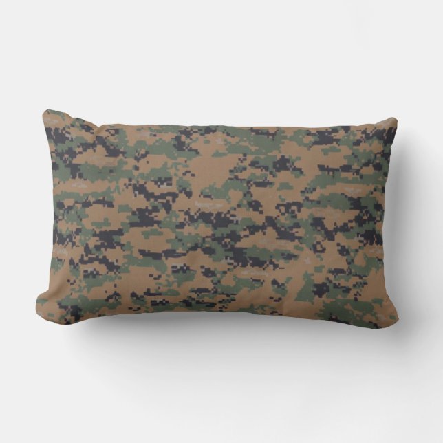 Woodland Camouflage (Digital) Lumbar Pillow (Front)