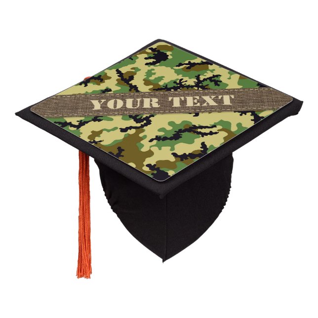 Woodland camouflage graduation cap topper (Angled)