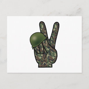 Woodland Camouflage Hand Victory / Peace Sign Postcard