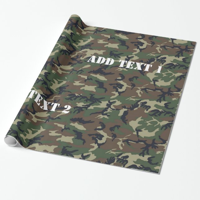 Woodland Camouflage Military Background Wrapping Paper (Unrolled)