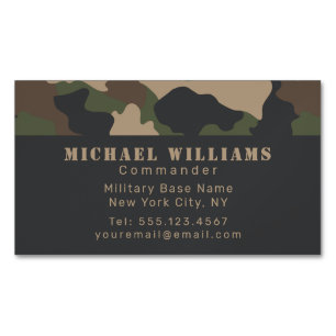 Woodland Camouflage Military Camo Khaki Tan Black Magnetic Business Card