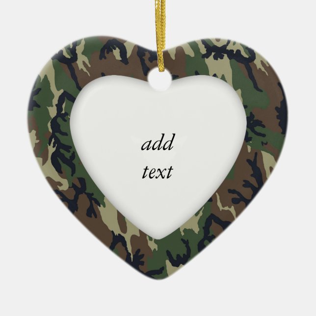 Woodland Camouflage Military Pattern Ceramic Ornament (Front)