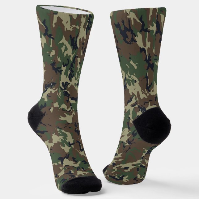 Woodland Camouflage Military Pattern Socks (Angled)