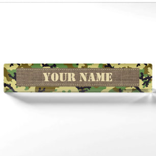 Woodland camouflage nameplate