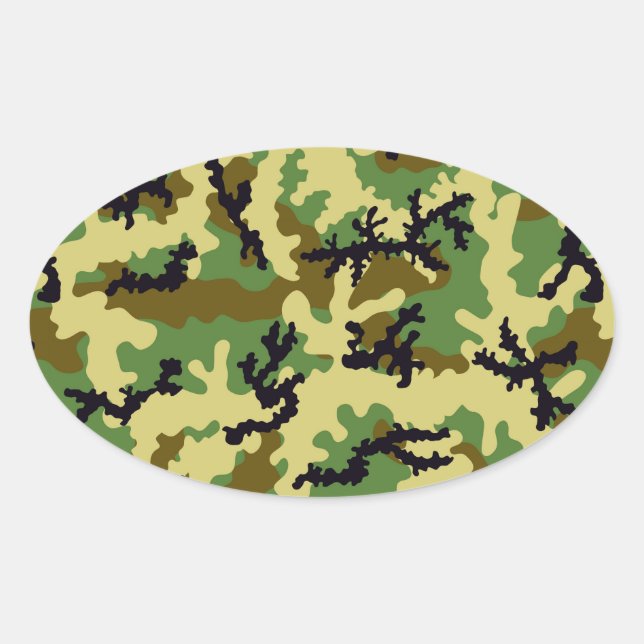 Woodland camouflage oval sticker (Front)