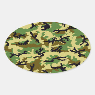 Woodland camouflage oval sticker