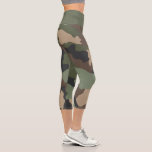 Woodland Camouflage Pattern Capri Leggings<br><div class="desc">Exercise in style with these woodland camouflage cropped leggings. The design features a camo print in shades of green,  tan,  brown and black with a khaki waistband. Designed by artist ©Susan Coffey.</div>