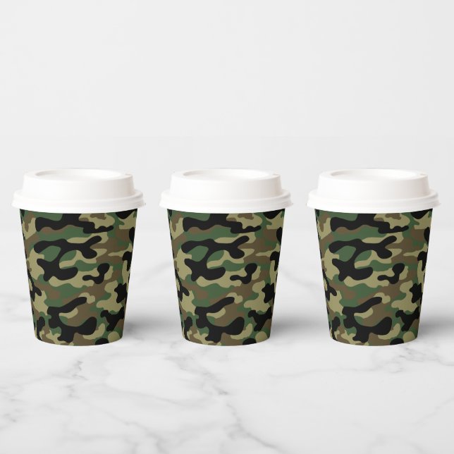 Woodland Camouflage Pattern  Paper Cups (Multi)