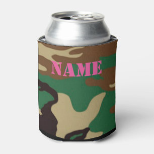 Woodland Camouflage ~ Personalized Name / Initials Can Cooler