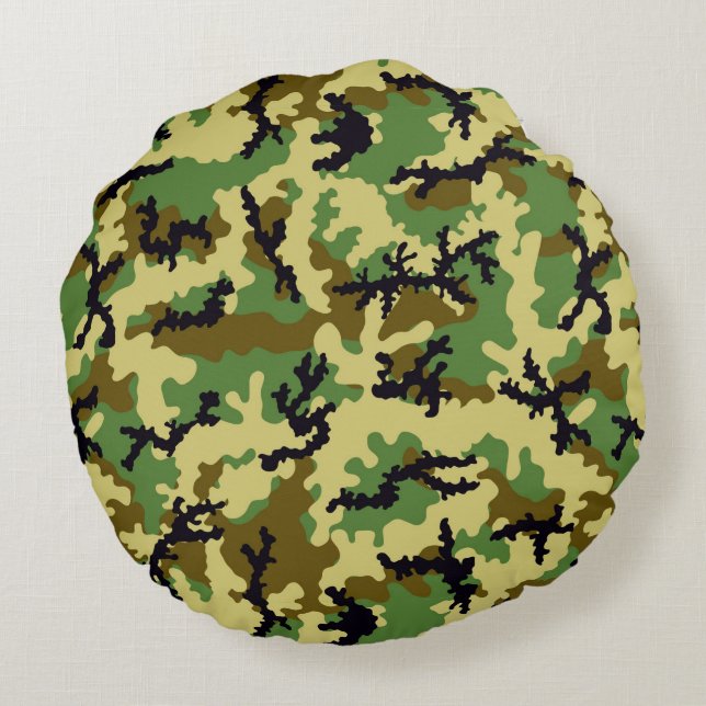 Woodland camouflage round pillow (Back)