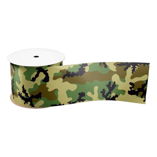 Woodland camouflage satin ribbon (Spool)