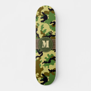 Woodland camouflage skateboard