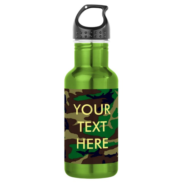 Woodland Camouflage Stainless Steel Water Bottle (Front)