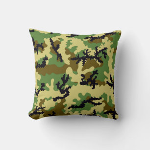 Woodland camouflage throw pillow