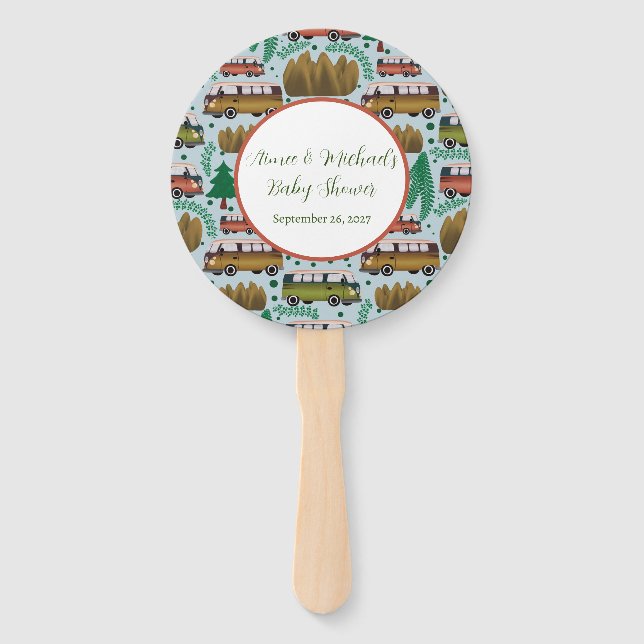 Woodland Camper Baby Boy Shower  Hand Fan (Front)