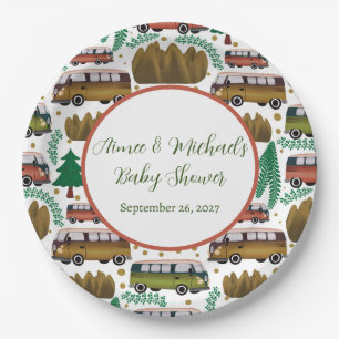 Woodland Camper Neutral Baby Shower  Paper Plate