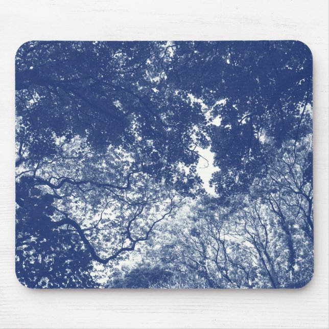 Woodland Canopy 02 - Cyanotype Effect Mouse Pad (Front)