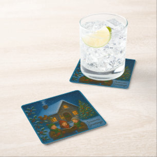 Woodland Carol Choir Square Paper Coaster