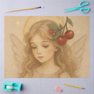 Woodland Christmas Angel with Cherries Tissue Paper
