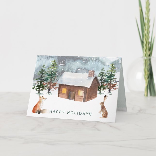 Woodland Christmas, animals Folded Greeting Card (Front)