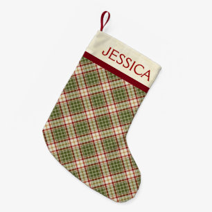 Woodland Christmas Plaid Pattern Custom Small Christmas Stocking