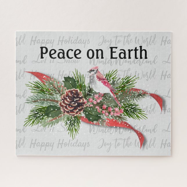 Woodland Christmas | Red Cardinal Jigsaw Puzzle (Horizontal)