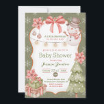 Woodland Christmas Snowman Baby Shower Invitation<br><div class="desc">This invitation is for snowman baby woodland animal themed watercolor baby shower.</div>
